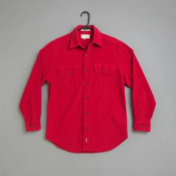 Levis Mens Medium Red Cotton Flannel Button Up Shirt Long Sleeve Workwear M - Picture 1 of 16